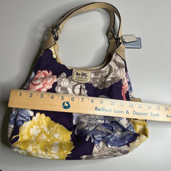 Coach Madison Maggie Navy Floral Tote Handbag M1220-23351 Pre-Owned Free Ship - Picture 2 of 10